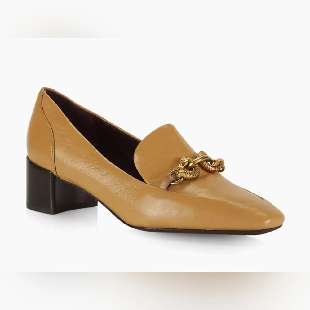 Tory Burch Jessa 45MM Leather Heeled Loafers - Picture 2 of 14
